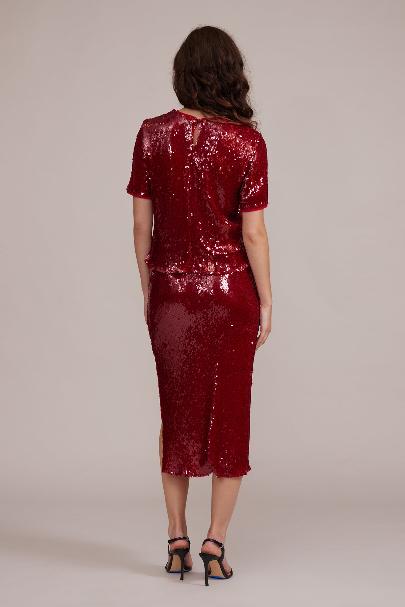 Molly Sequined Skirt - Deep Red