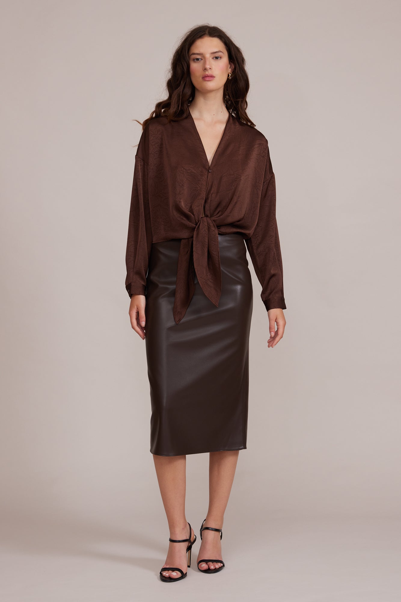 Lucy Paris - Ello Faux Leather Skirt - Brown