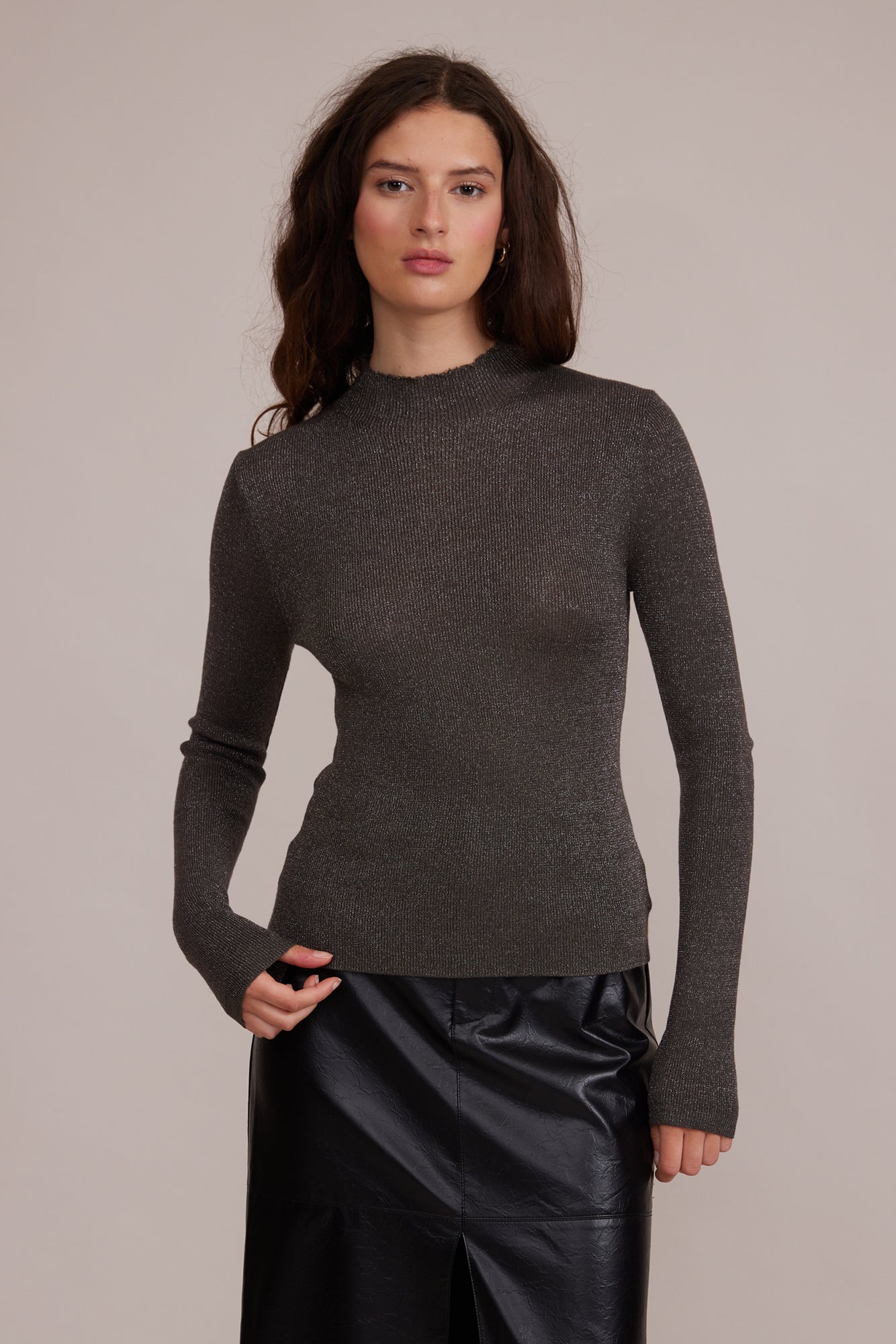 Lucy Paris - Susanna Mockneck Top - Grey