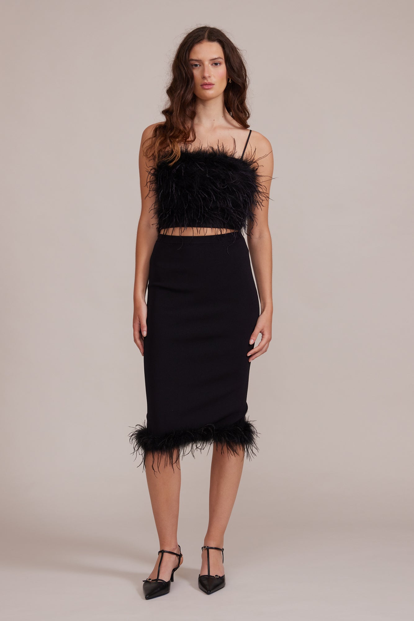 Jamila Feather Skirt - Black