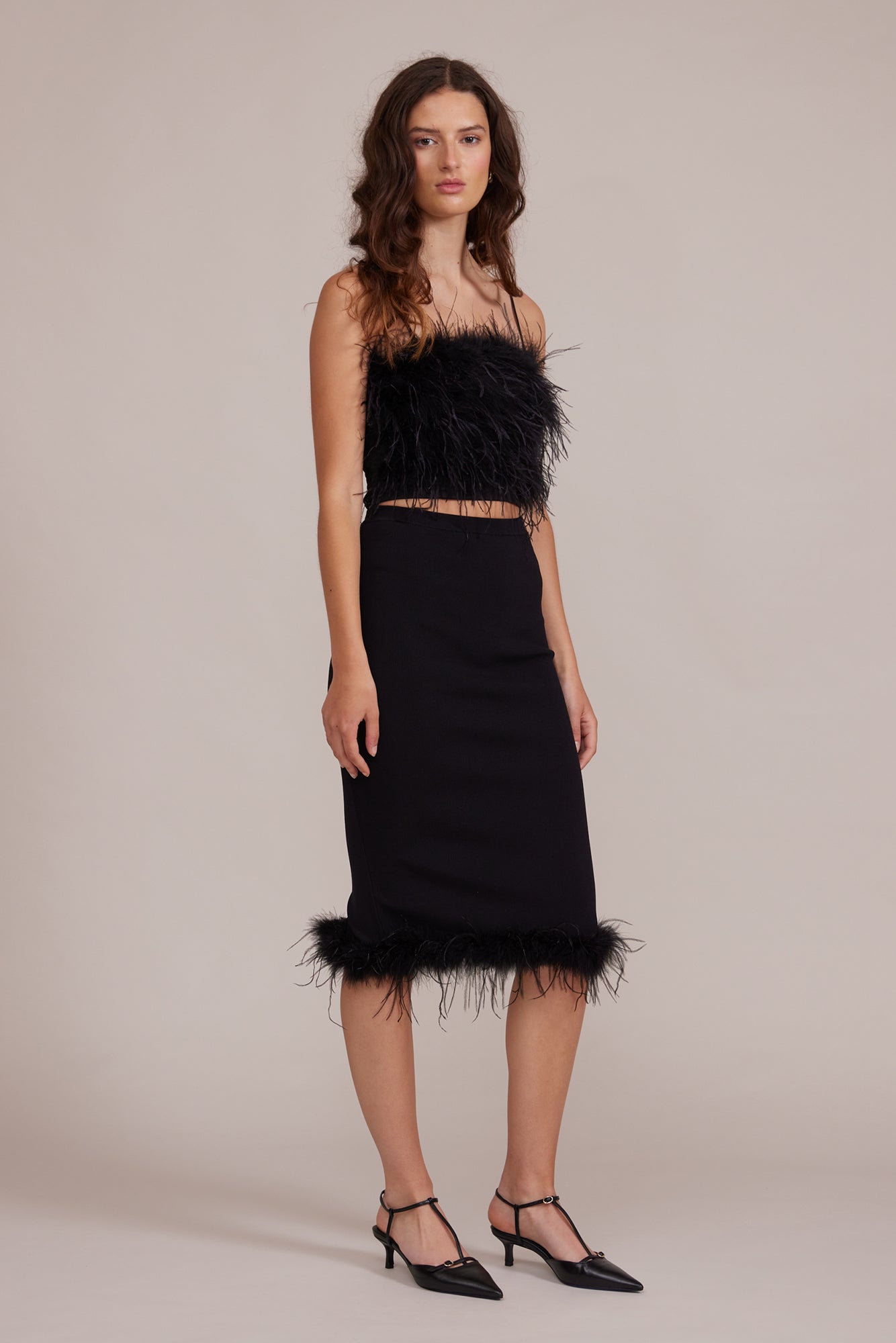 Lucy Paris - Jamila Feather Skirt - Black