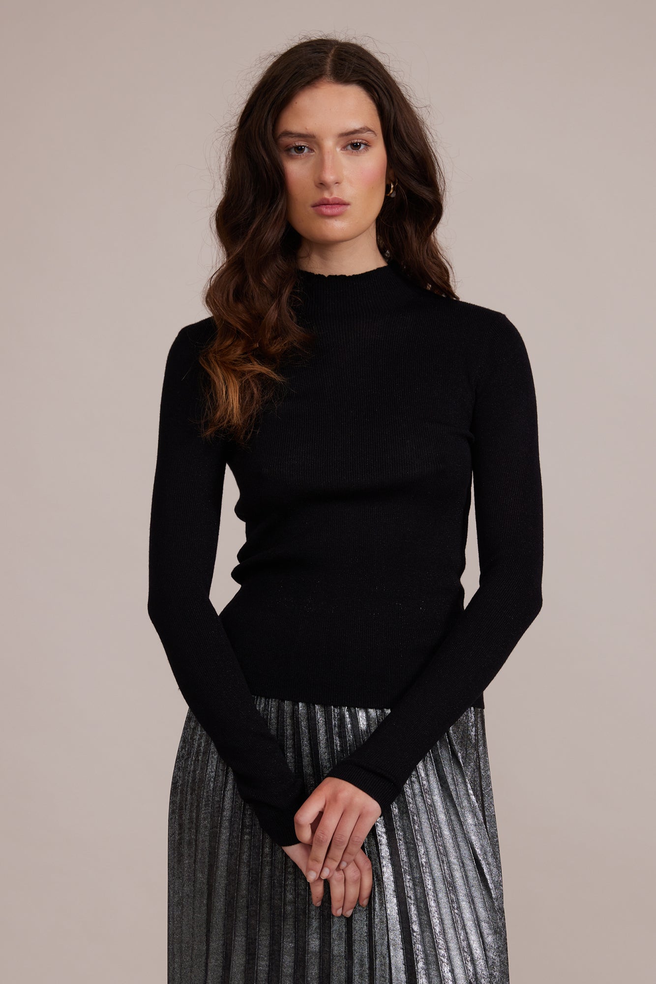 Lucy Paris - Susanna Mockneck Top -  Black