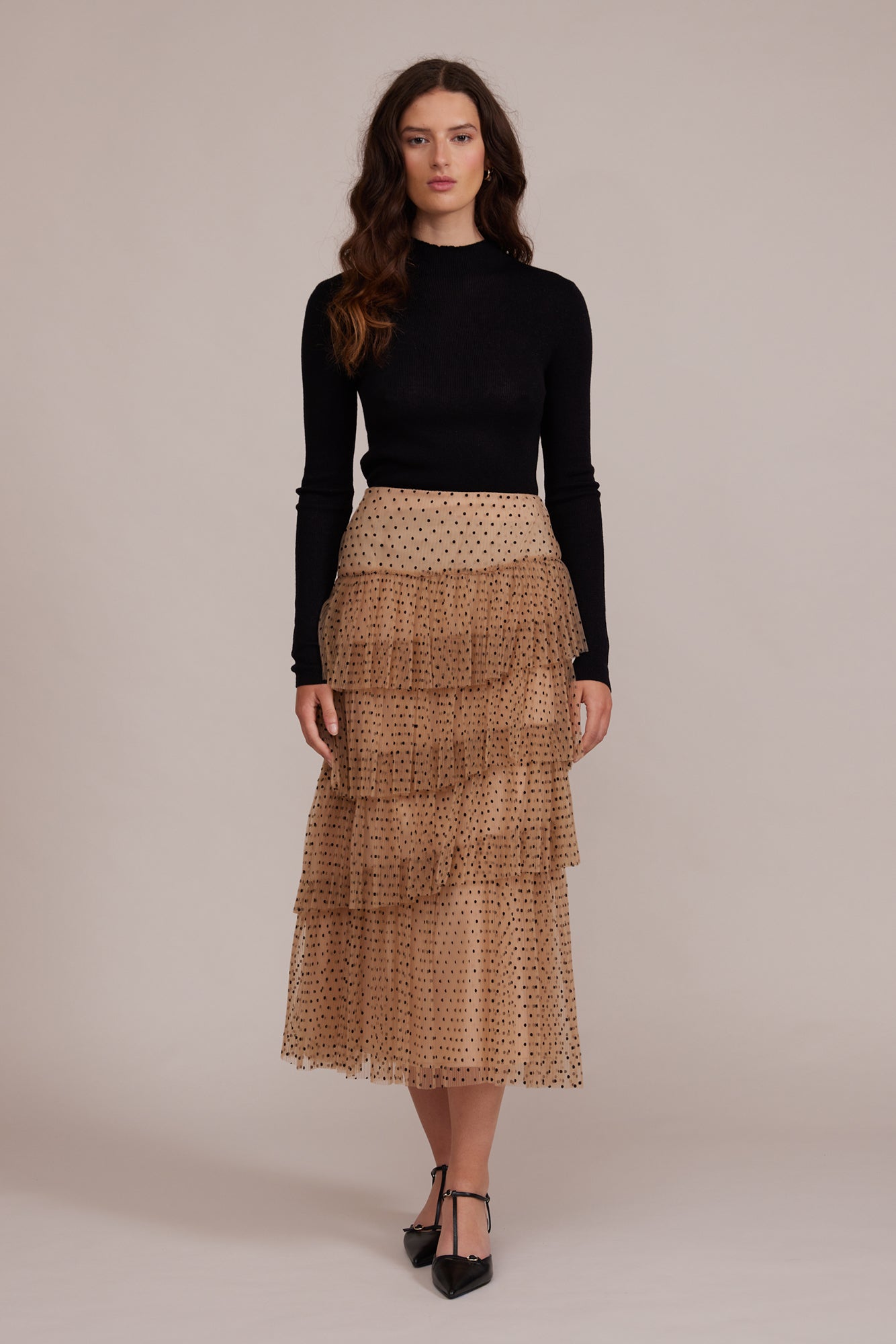 Penny Tiered Skirt - Nude