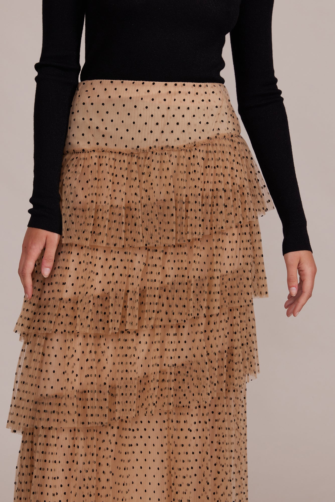 Penny Tiered Skirt - Nude