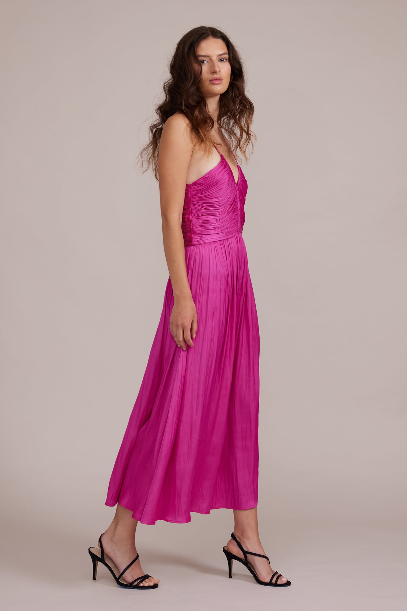 Claudine Draped Dress - Magenta