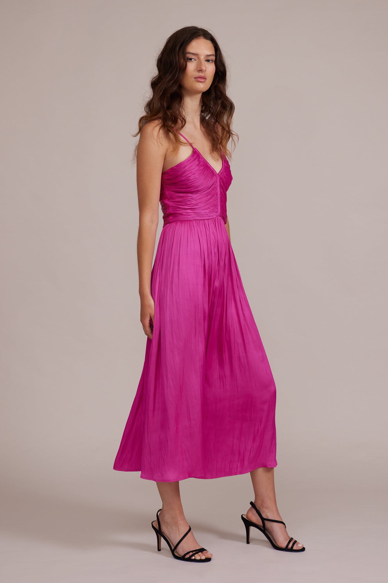 Claudine Draped Dress - Magenta