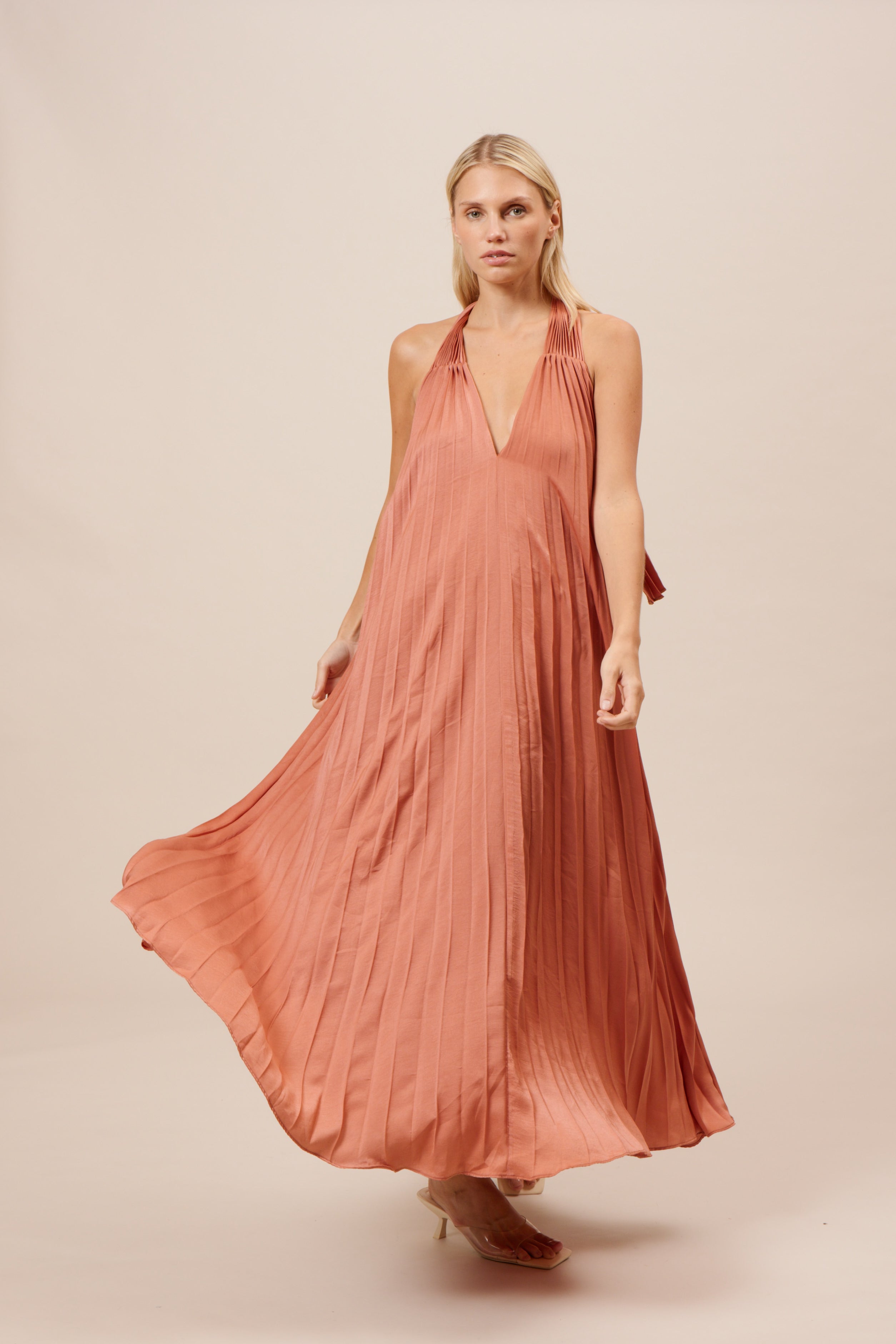 Blyth Pleated Dress - Rust