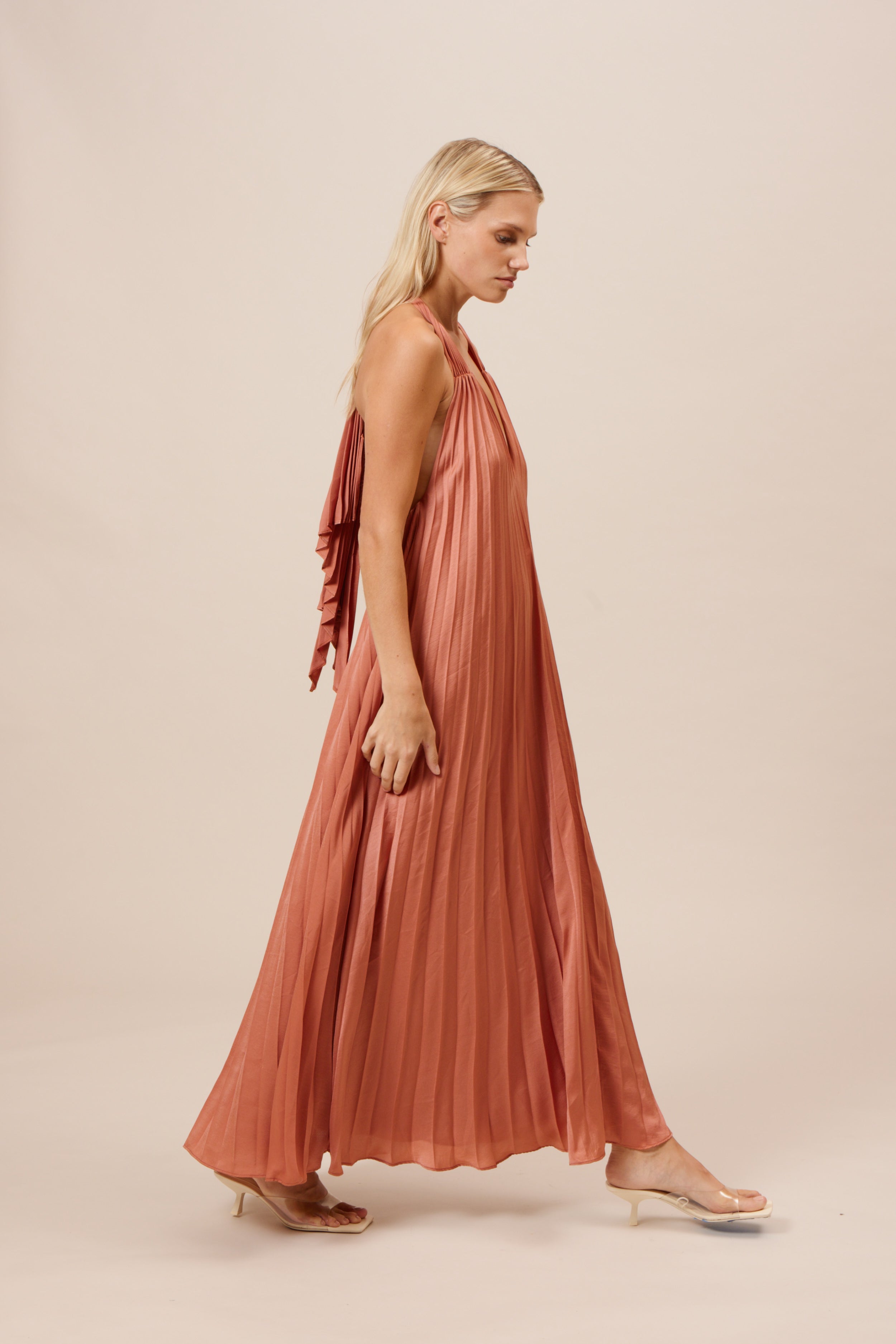 Blyth Pleated Dress - Rust