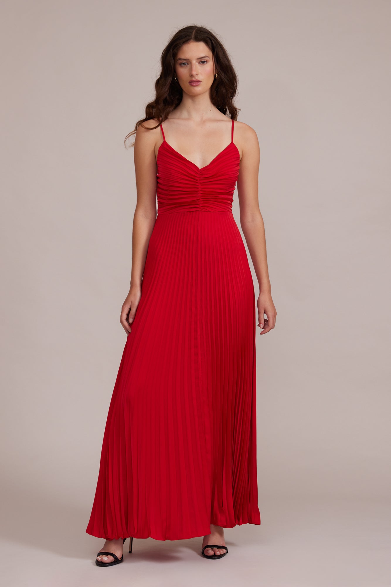 Rose Pleated Dress Red