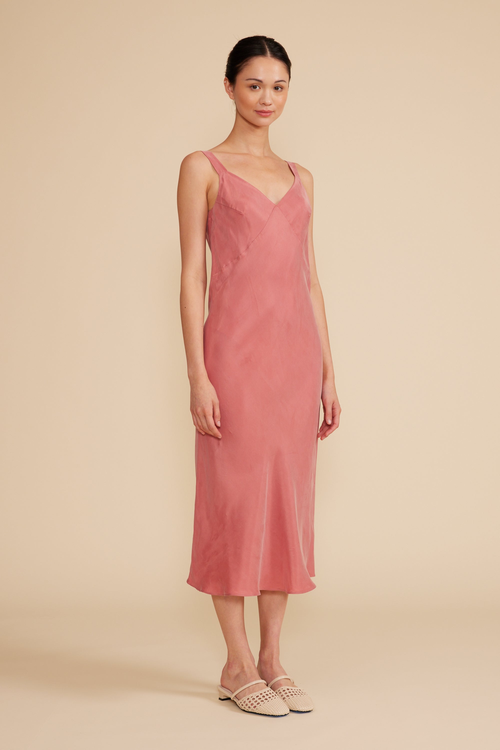 Andee Bias Dress - Dusty Rose