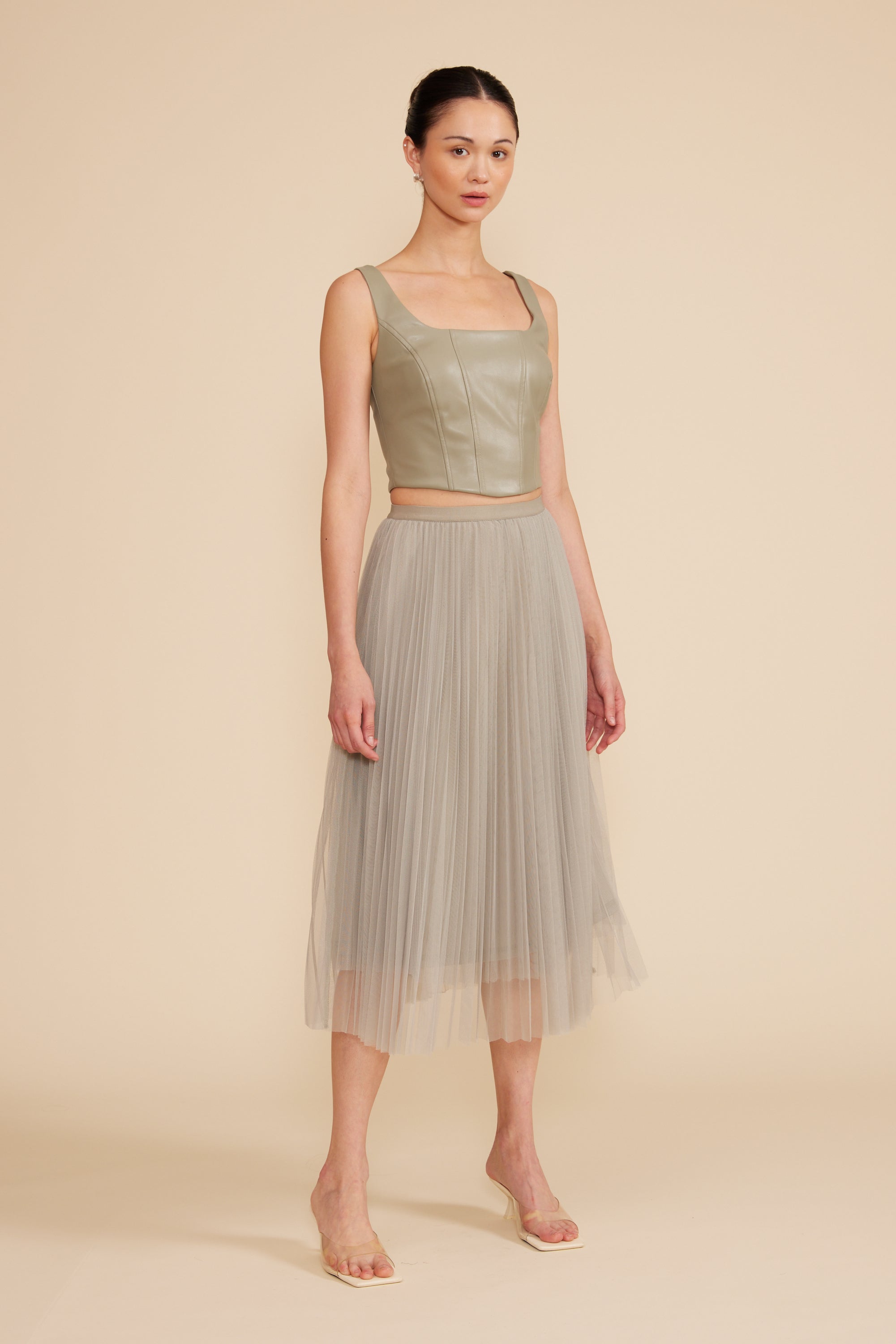 Sharlene Pleated Tulle Skirt - Sage