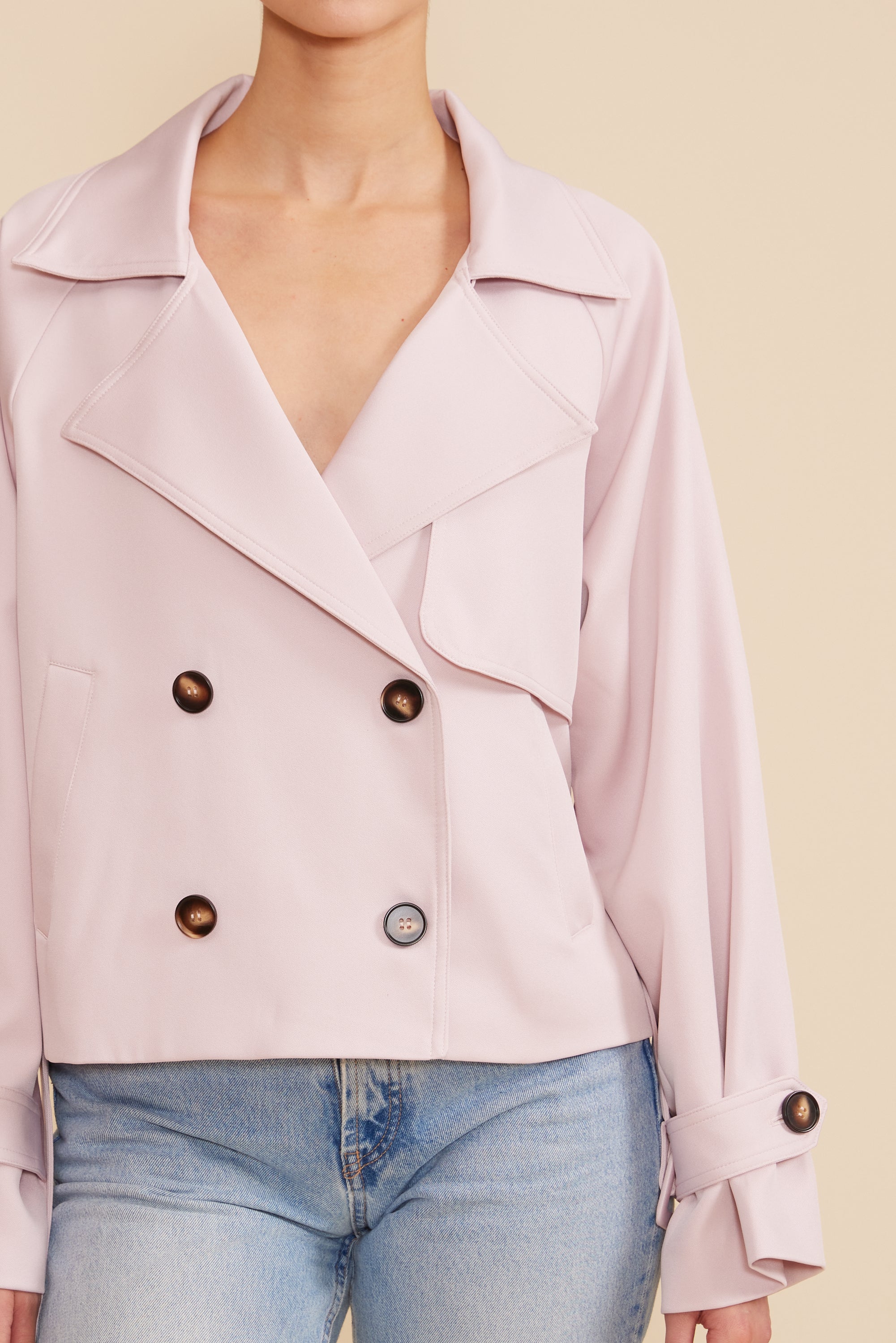 Estelle Cropped Trench - Light Pink