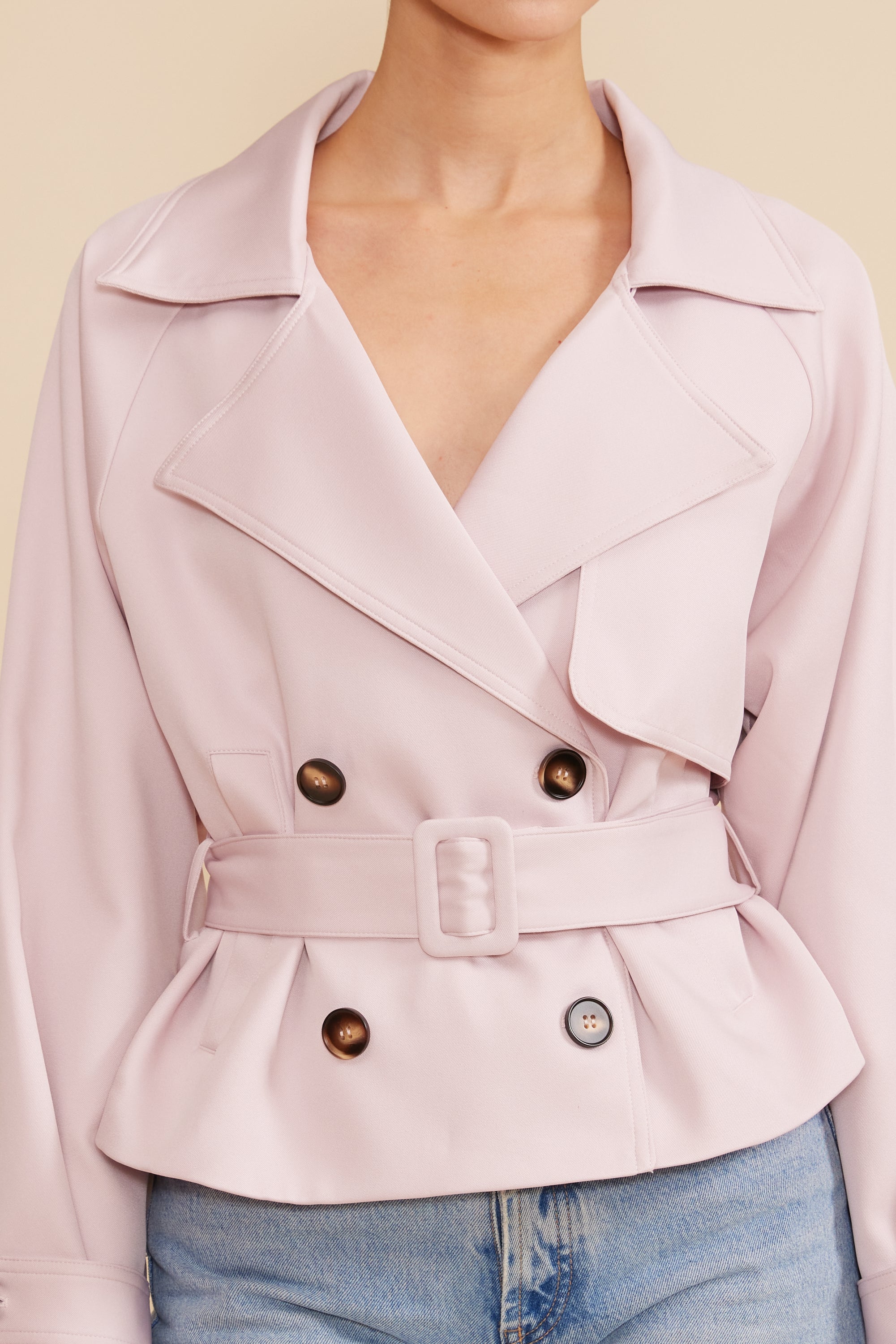 Estelle Cropped Trench - Light Pink