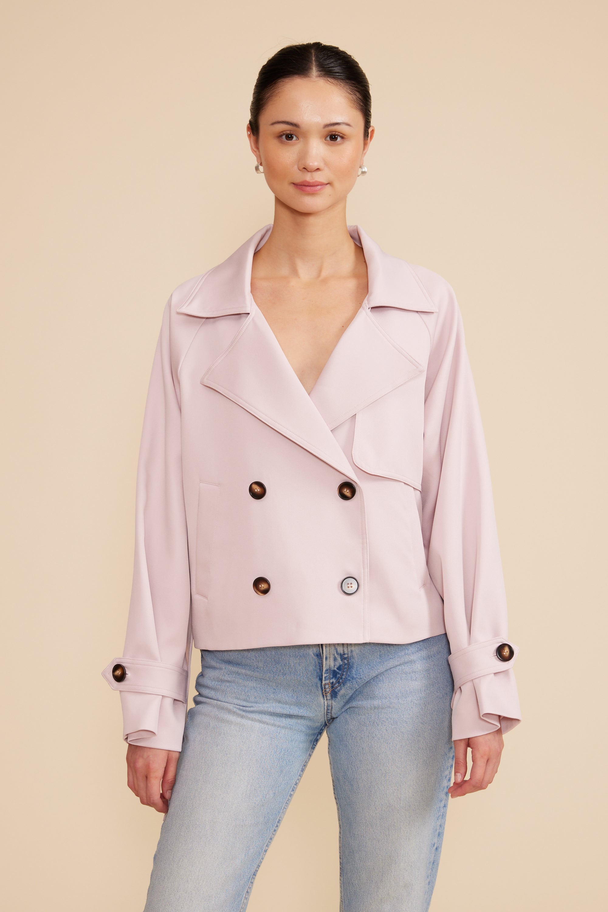 Estelle Cropped Trench - Light Pink