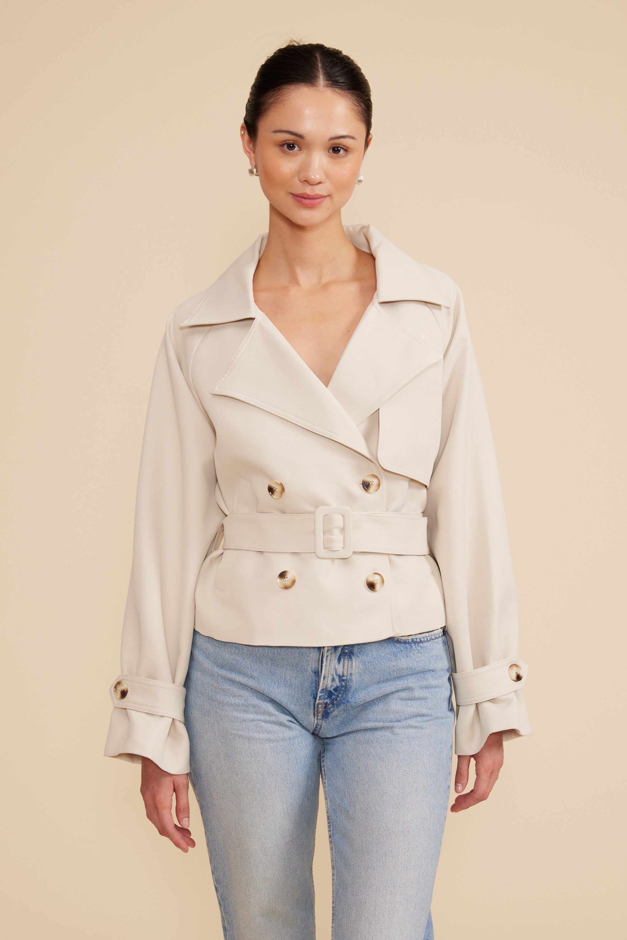 Lucy Paris - Estelle Cropped Trench - Beige