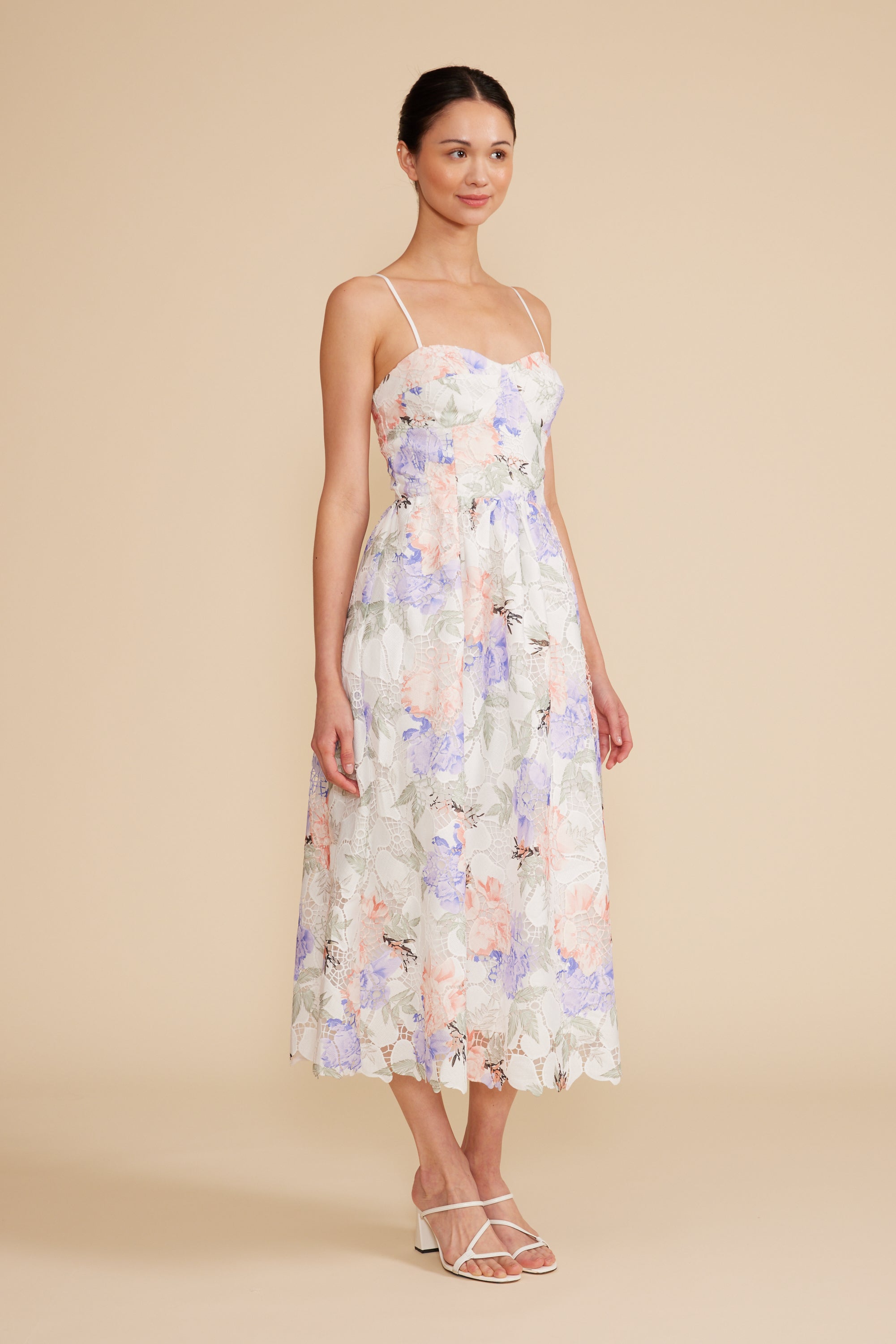 Edda Lace Midi Dress - Floral