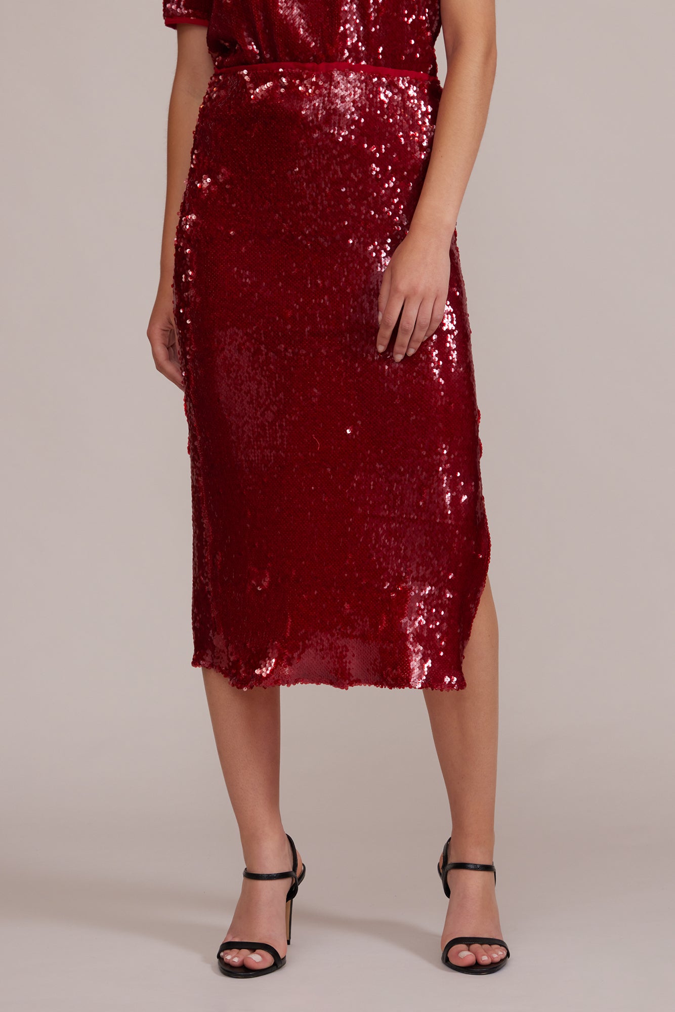 Molly Sequined Skirt - Deep Red