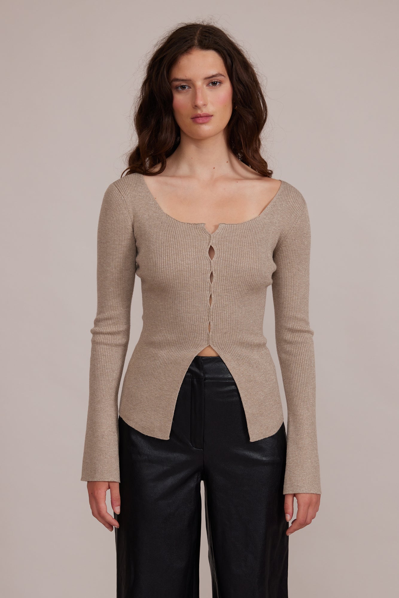 Lucy Paris - Erin Knit Top - Beige