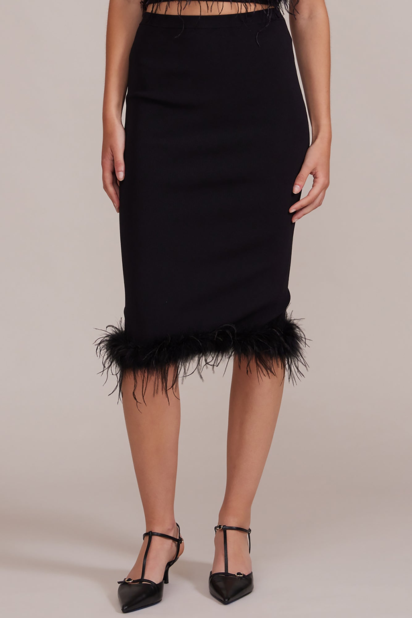 Jamila Feather Skirt - Black