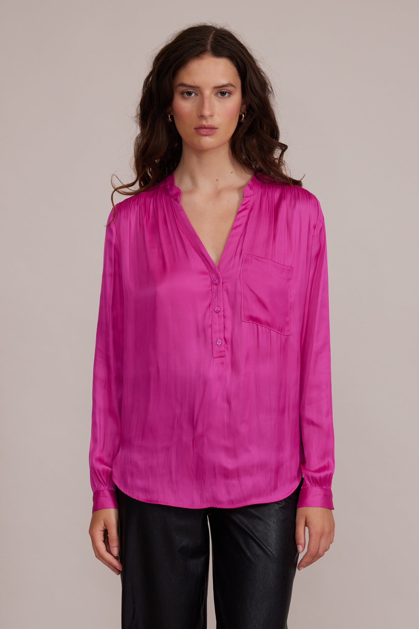 Lucy Paris - Tarra Flowy Blouse - Magenta